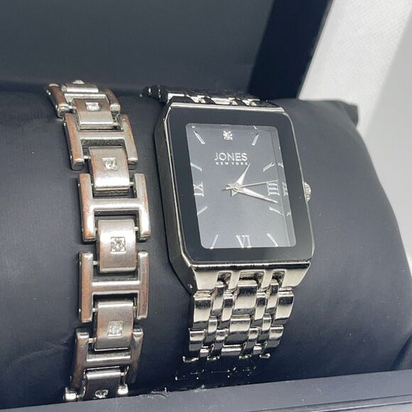 Jones NY Stainless Steel Men's Watch Bracelet (2 Piece Set)Sleek Stylish Fashion - Picture 4 of 16